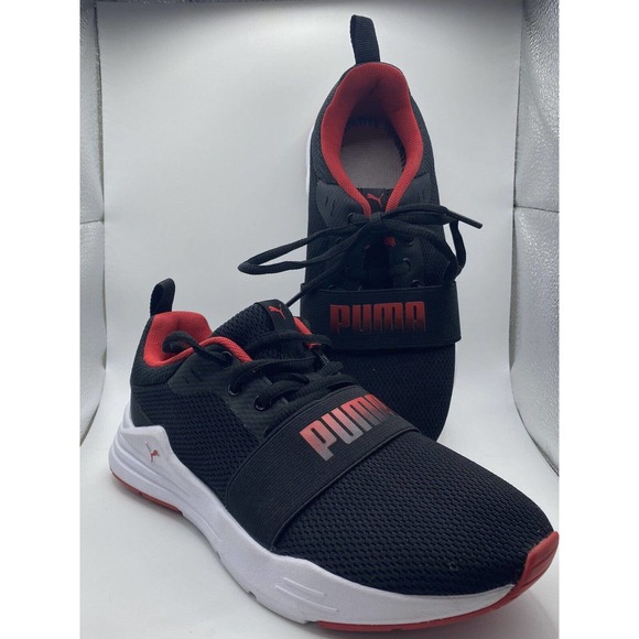 Puma Wired Run Shoes Sneakers Black Red Lace Up 4.5C - Picture 1 of 6